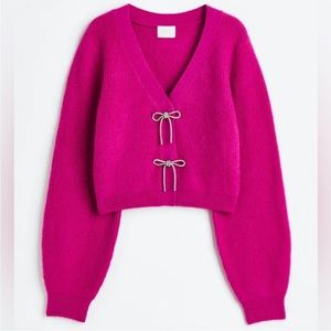 H&M cropped bow cardigan